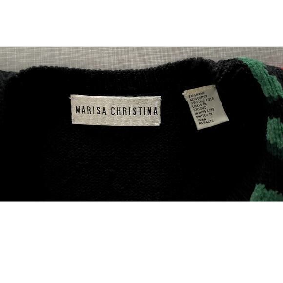 Marisa Christina  Sz M Vintage Bow Cardigan Red Grandma Christmas Festive Ugly - Picture 9 of 10